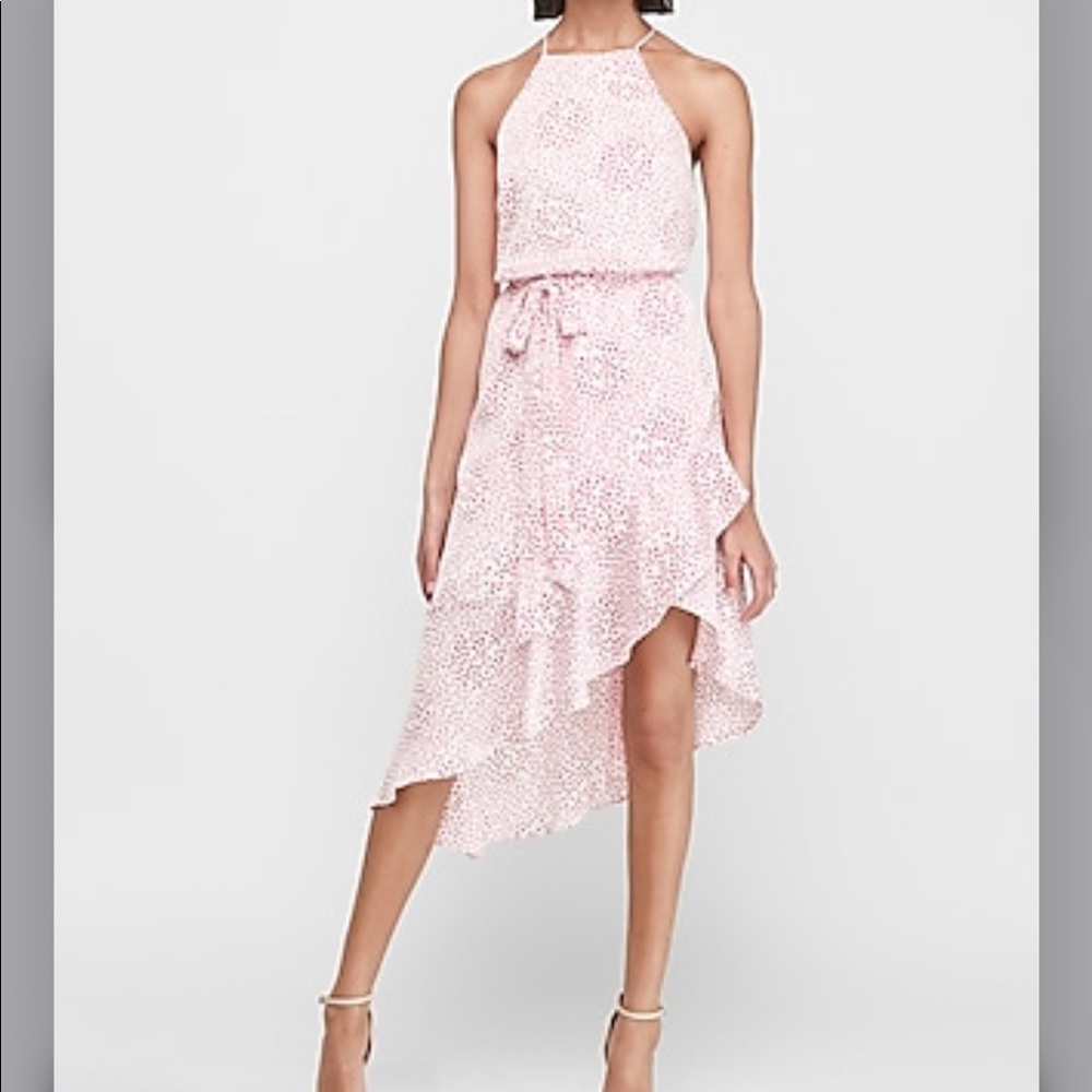 Express dotted asymmetrical dress